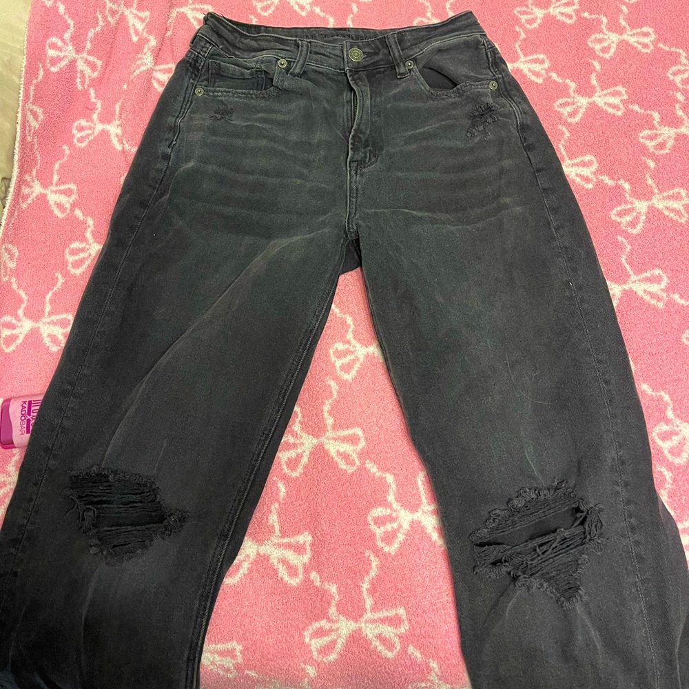 American Eagle Outfitters Black Distressed Boyfriend Jeans